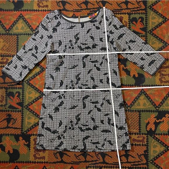 Isle by Melis Koran dress, size small, black and white pattern, long sleeve. - Picture 3 of 5